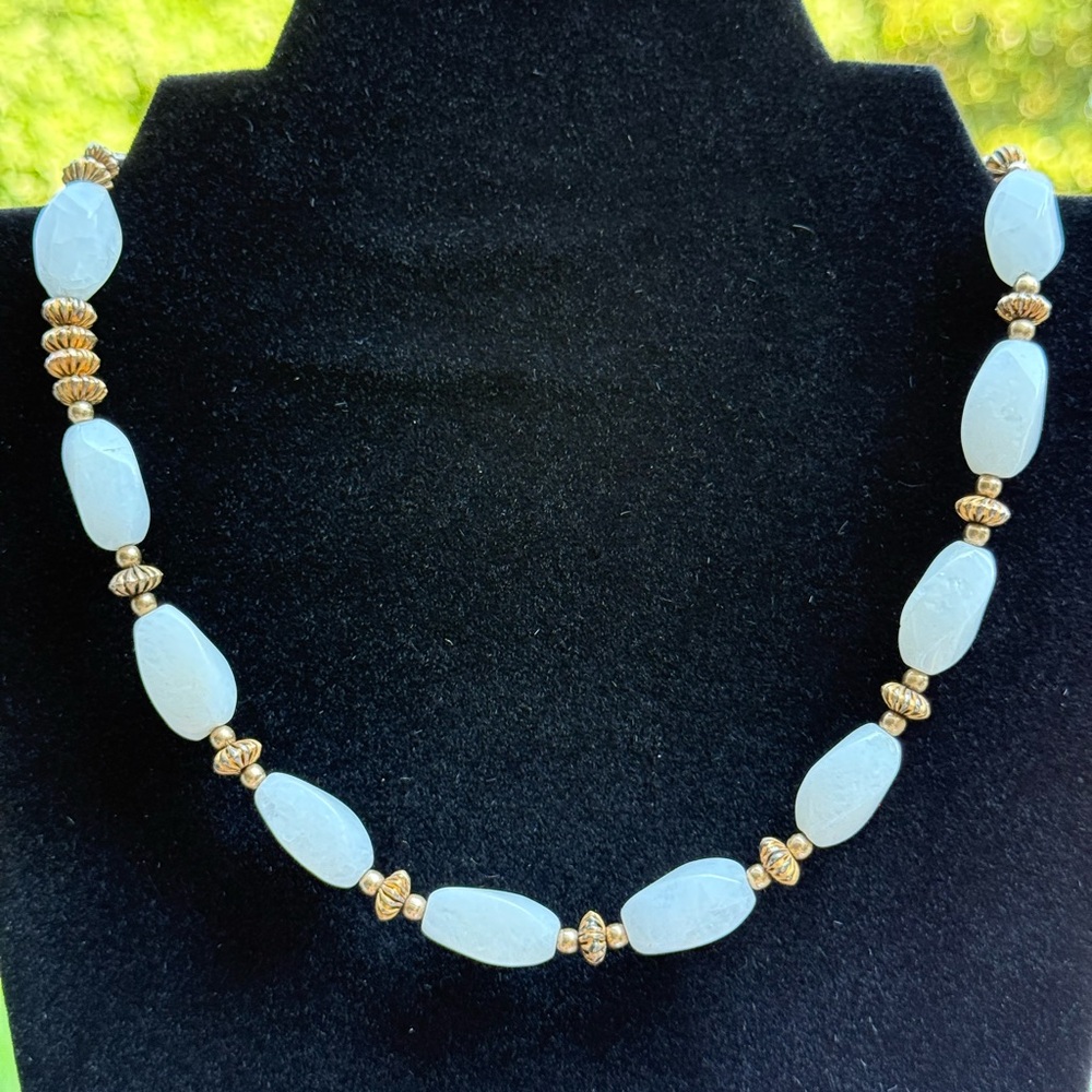 NWT White Quartz Necklace & Earring Set with 22K Gold Balinese Vermeil Beads